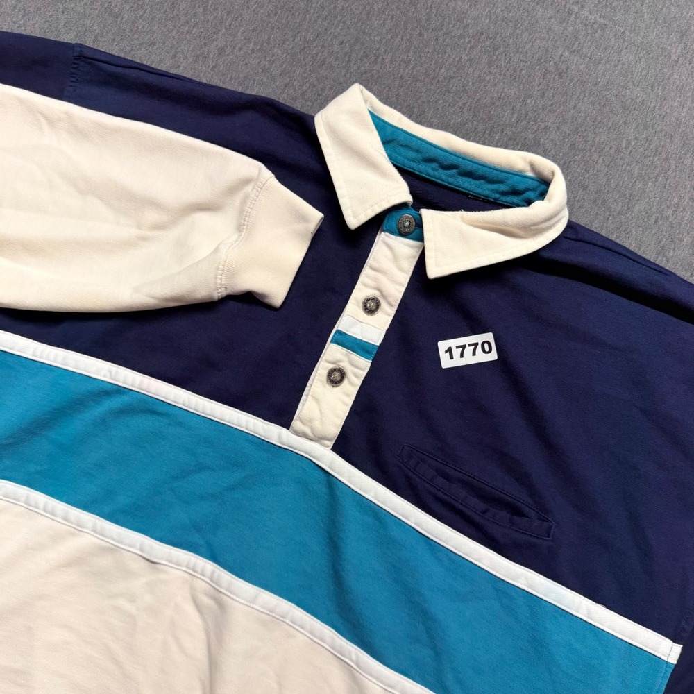 Knightsbridge Mens Long Sleeve Colorblock Polo Sweatshirt Navy Teal White XL